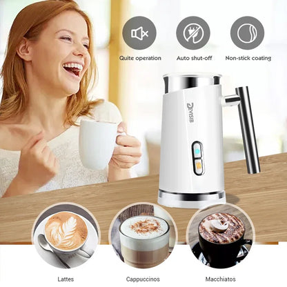 DEVISIB 3 in 1 Electric Milk Frother 300ml Automatic Hot and Cold Foam Maker for Coffee Latte Cappuccino Macchiato Hot Chocolate