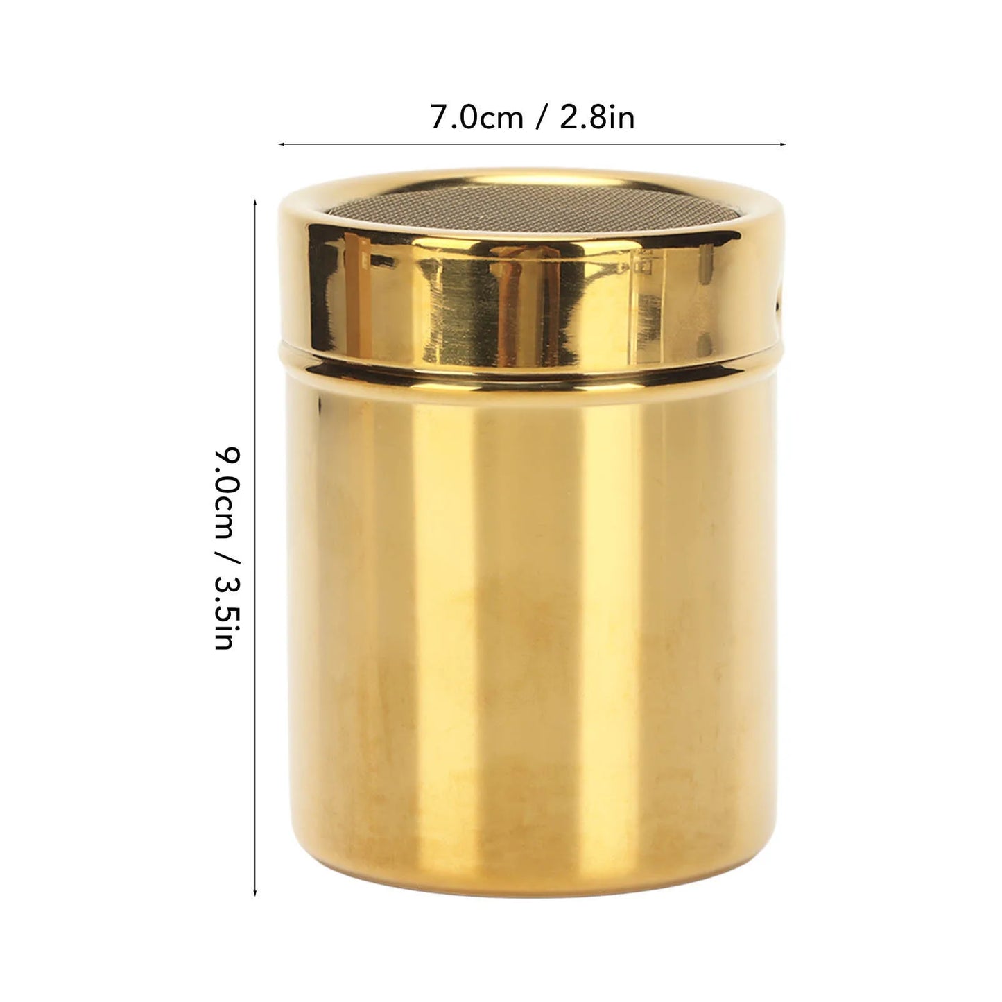 Powder Shaker Stainless Steel Rust Resistance Gold Fine Mesh Powder Sugar Shaker for Kitchen