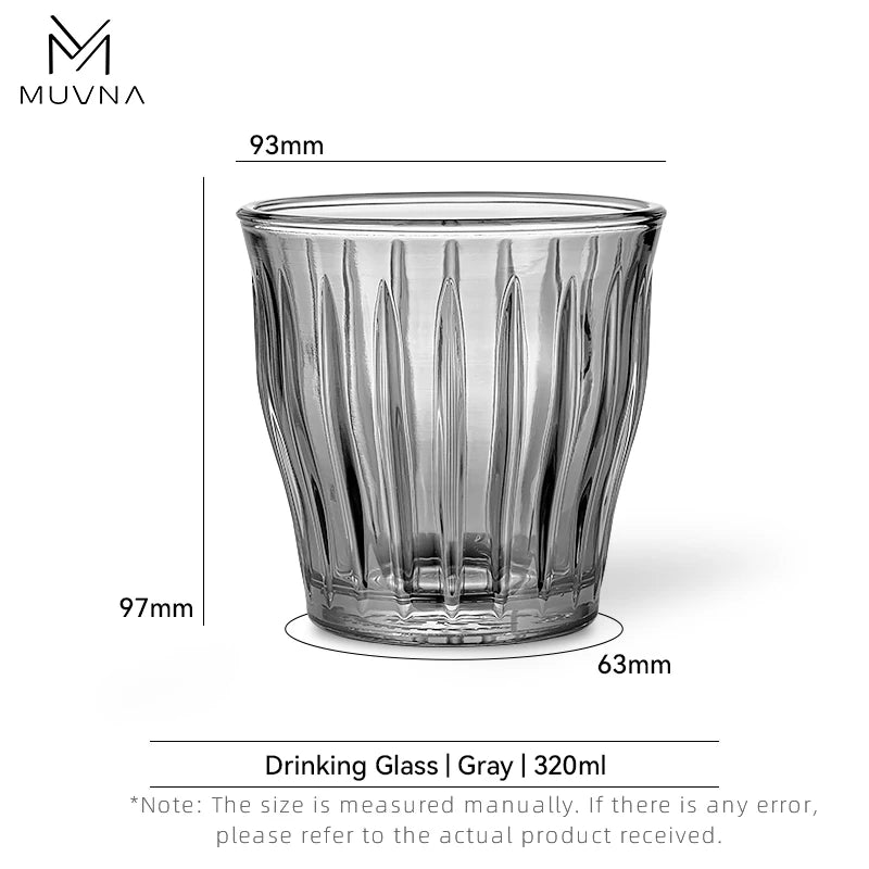 MUVNA Glass Coffee Cup 100ml 160ml 220ml 320ml Espresso Cups Coffee Accessories Anti-Scald Coffee Mugs Glass Transparent Gray