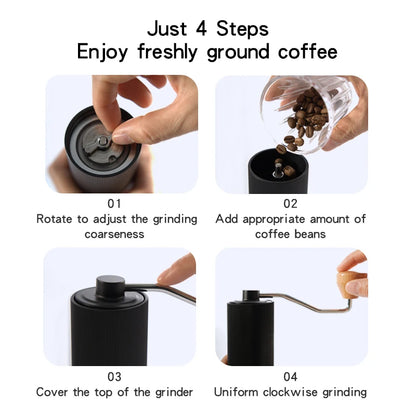 Hand Burr Coffee Bean Grinding CNC 304 Stainless Steel Professional Espresso Double Bearing Adjustable Manual Coffee Grinder