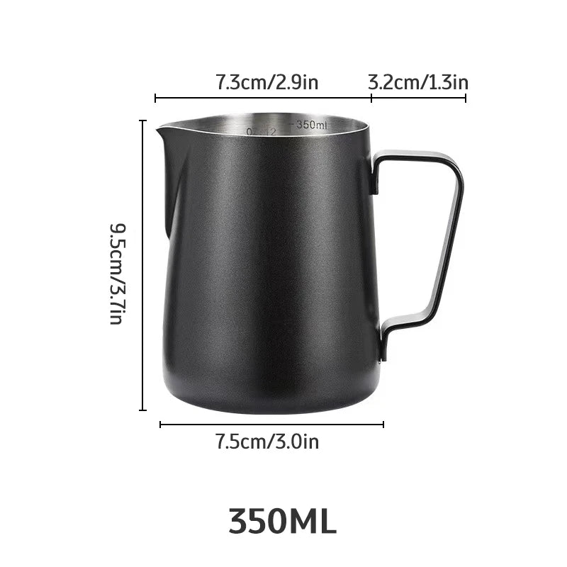 Stainless Steel Milk Frothing Jug Long Rounded Spout Latte Art Jug Milk Pitcher Frother Professional Barista Milk Steaming Jug