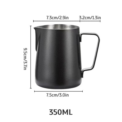 Stainless Steel Milk Frothing Jug Long Rounded Spout Latte Art Jug Milk Pitcher Frother Professional Barista Milk Steaming Jug