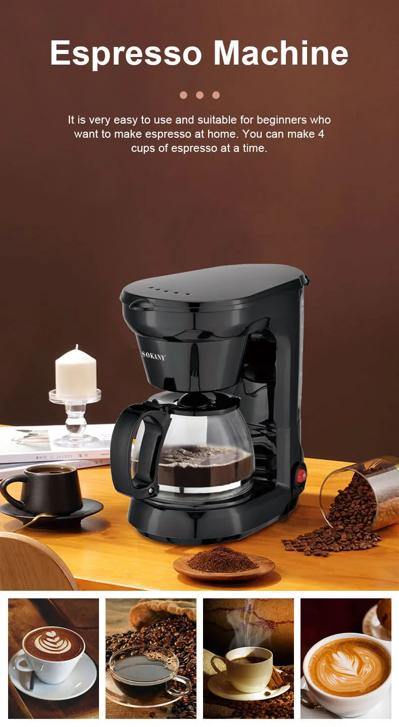 Houselin 750ML Coffee Maker, Compact Coffee Machine with Reusable Filter, Warming Plate and Coffee Pot