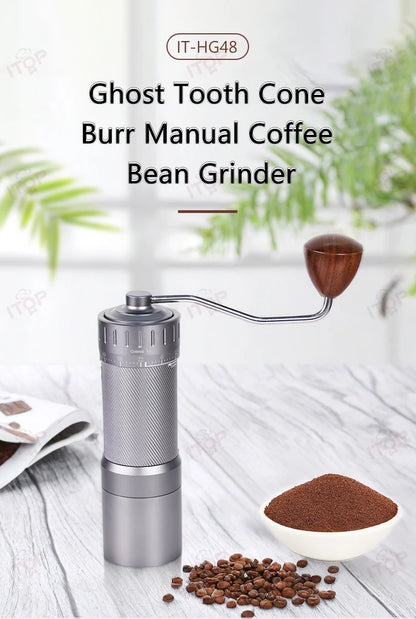 ITOP HG48 Manual Coffee Bean Grinder 7 Core Ghost Tooth Cone Burr  Espresso Hand Grinder Pour over Coffee Mill