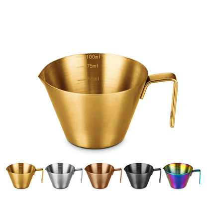 100ml Stainless Steel Espresso Measuring Cup with Scale V-Shaped Spout Coffee Measuring Jug Professional Milk Pitcher