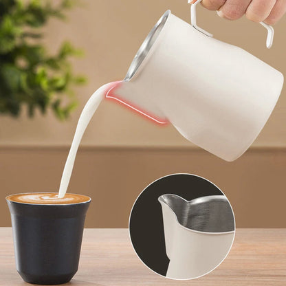 Stainless Steel Milk Frothing Jug Long Rounded Spout Latte Art Jug Milk Pitcher Frother Professional Barista Milk Steaming Jug