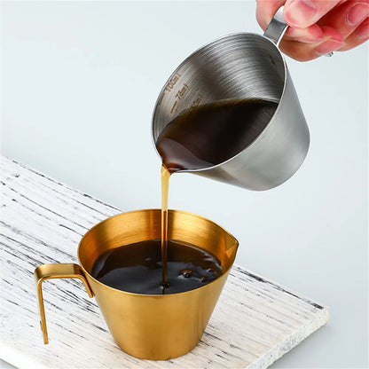 100ml Stainless Steel Espresso Measuring Cup with Scale V-Shaped Spout Coffee Measuring Jug Professional Milk Pitcher