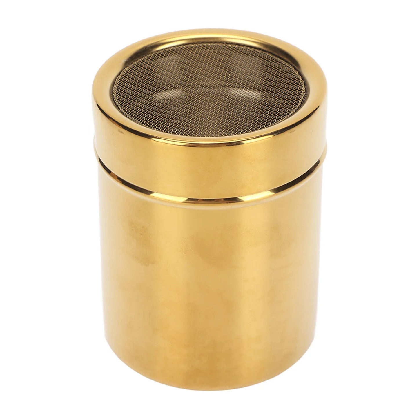 Powder Shaker Stainless Steel Rust Resistance Gold Fine Mesh Powder Sugar Shaker for Kitchen