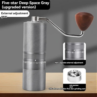 Manual Coffee Grinder 5-axis-Stainless Steel Burr Core Burr Detachable Grinding Disc Hand Coffee Mill For Espresso Coffee Maker