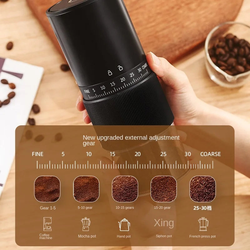 New Portable Electric Coffee Bean Grinder Household 1000mAh 30 Gears Externally Adjustable Coffee Machine Rechargeable Grinders