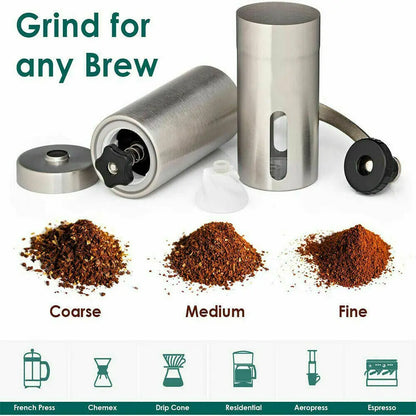 Manual Coffee Grinder; Ceramic Burr Coffee Bean Grinder; Portable Hand Mills Fashion Coffee Bean Salt Pepper Spice Stainless Ste