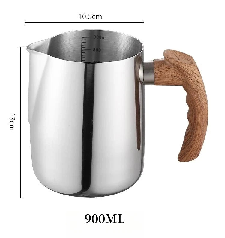 Coffee Milk Frothing Pitcher Jug 304 Stainless Steel With Scale Latte Steam Coffee Paint Process Kitchen Cafe Accessories