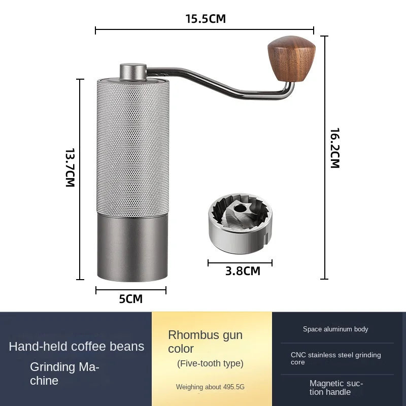 Manual Coffee Grinder with Stainless Steel Grinding Core All Metal Body Hand Brewed Coffee Portable Coffee Accessories