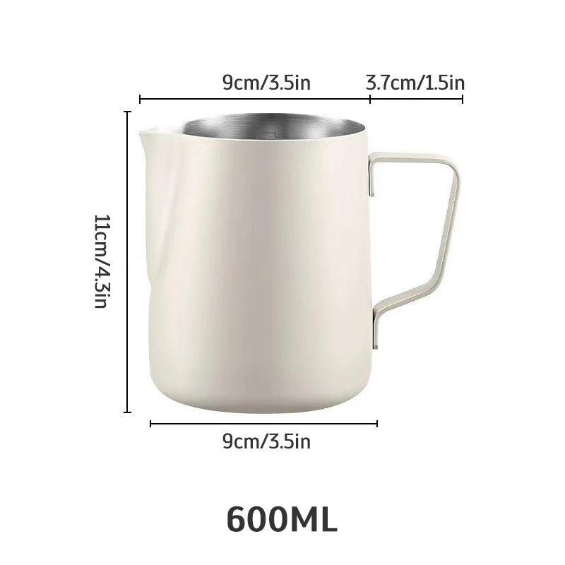 Stainless Steel Milk Frothing Jug Long Rounded Spout Latte Art Jug Milk Pitcher Frother Professional Barista Milk Steaming Jug