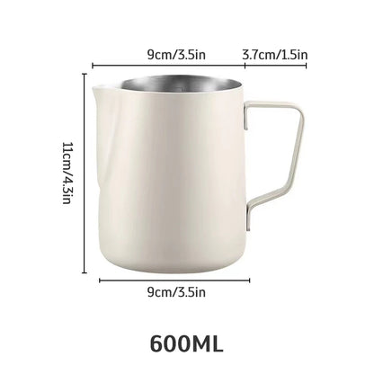 Stainless Steel Milk Frothing Jug Long Rounded Spout Latte Art Jug Milk Pitcher Frother Professional Barista Milk Steaming Jug