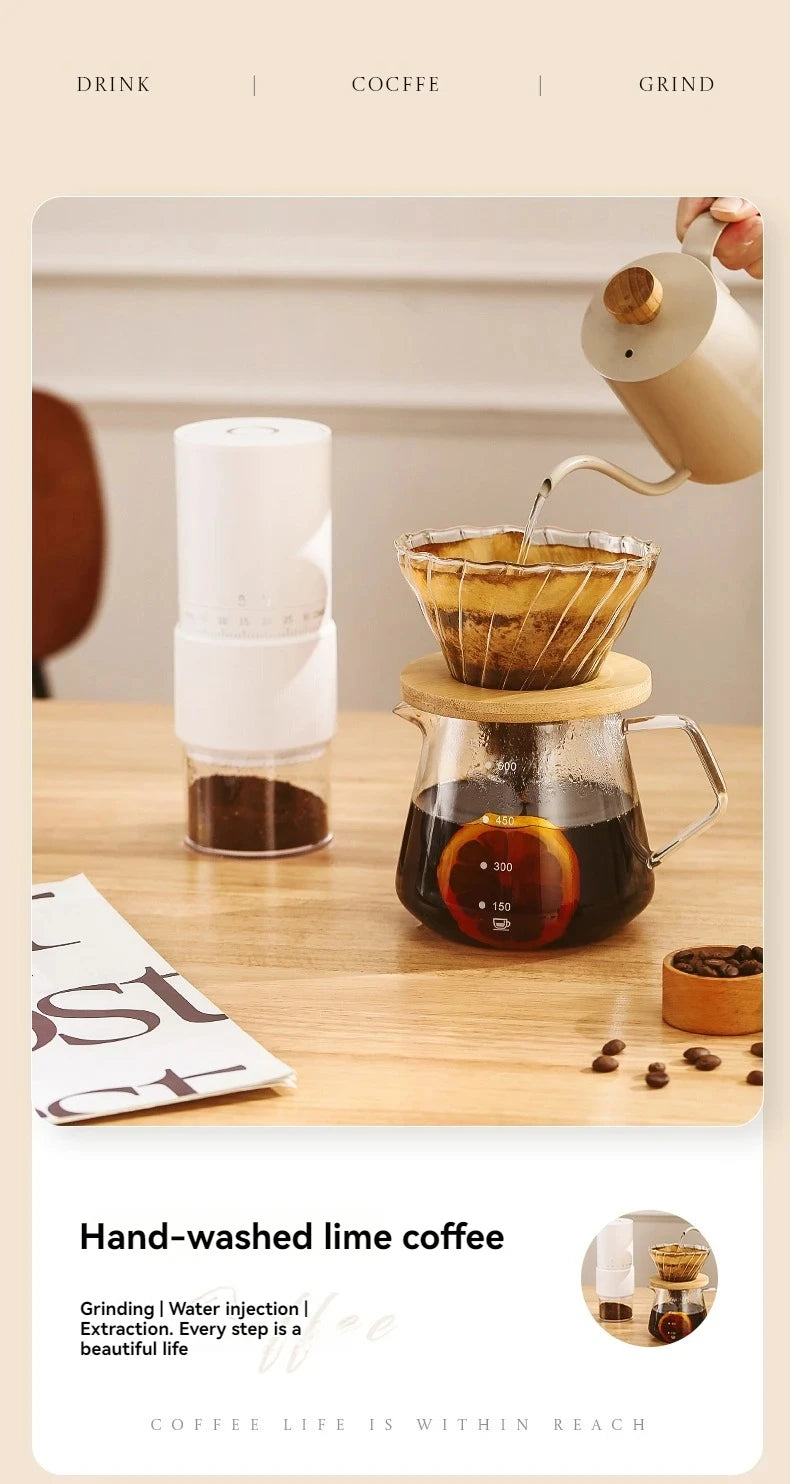 New Portable Electric Coffee Bean Grinder Household 1000mAh 30 Gears Externally Adjustable Coffee Machine Rechargeable Grinders