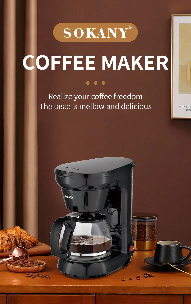 Houselin 750ML Coffee Maker, Compact Coffee Machine with Reusable Filter, Warming Plate and Coffee Pot