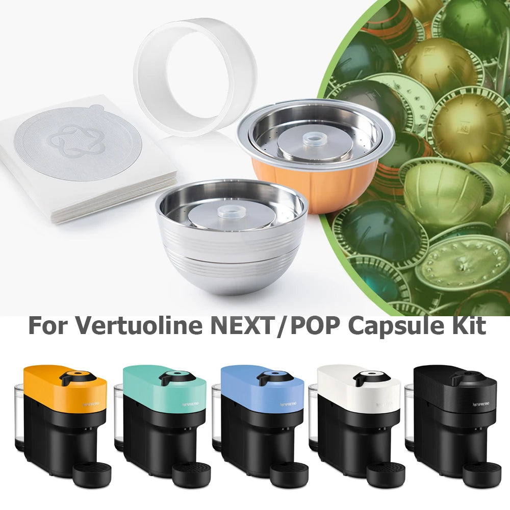 Stainless Steel Refillable Capsule Filter For Nespresso Vertuo Next Pop Vertuoline Coffee Maker Reusable Alumium Coffee Pods