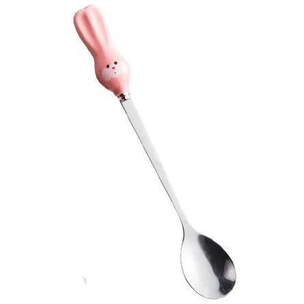 Cute Cartoon Animals Coffee Spoon Fruit Fork Cat Panda Rabbit Stirring  s Milk Scoop Children Soup Dinnerware