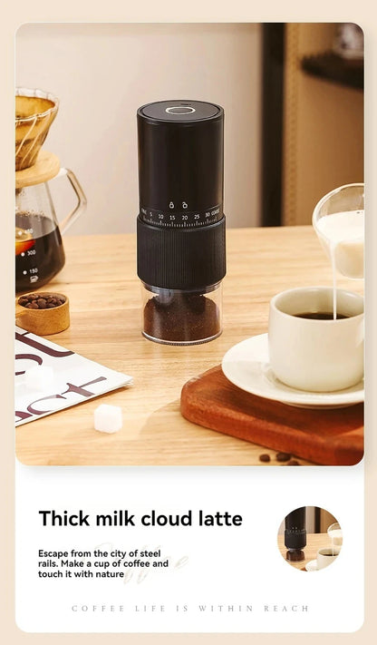 New Portable Electric Coffee Bean Grinder Household 1000mAh 30 Gears Externally Adjustable Coffee Machine Rechargeable Grinders