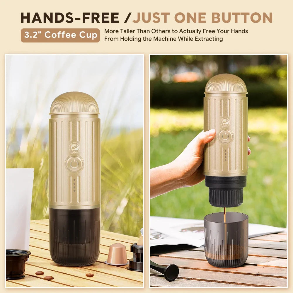 2 in 1 Capsule Powder Travel Coffee Maker Electric Portable Espresso Coffee Machine for Car & Home Camping Coffee Maker