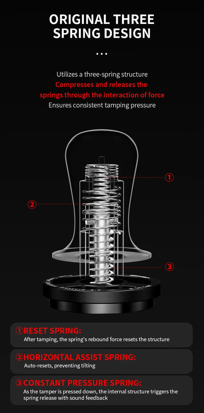 MHW-3BOMBER Coffee Tamper 51/53.35/58.5mm 30lb Constant Pressure Espresso Tamper 3-Spring Coffee Leveler Barista Accessories
