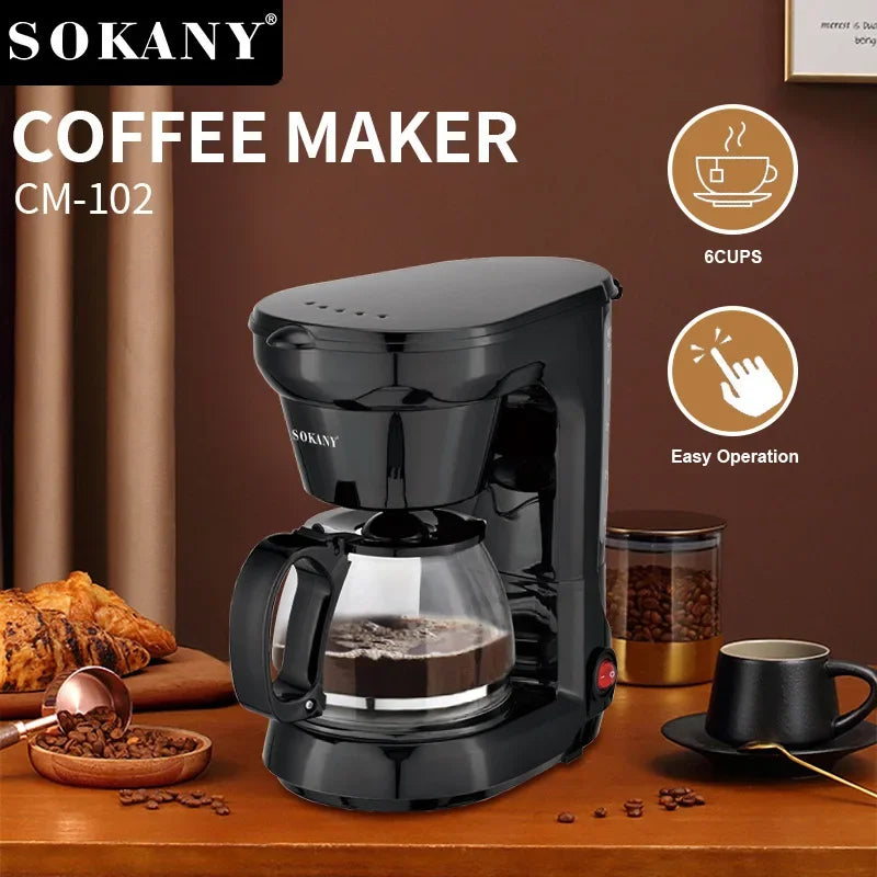 Houselin 750ML Coffee Maker, Compact Coffee Machine with Reusable Filter, Warming Plate and Coffee Pot