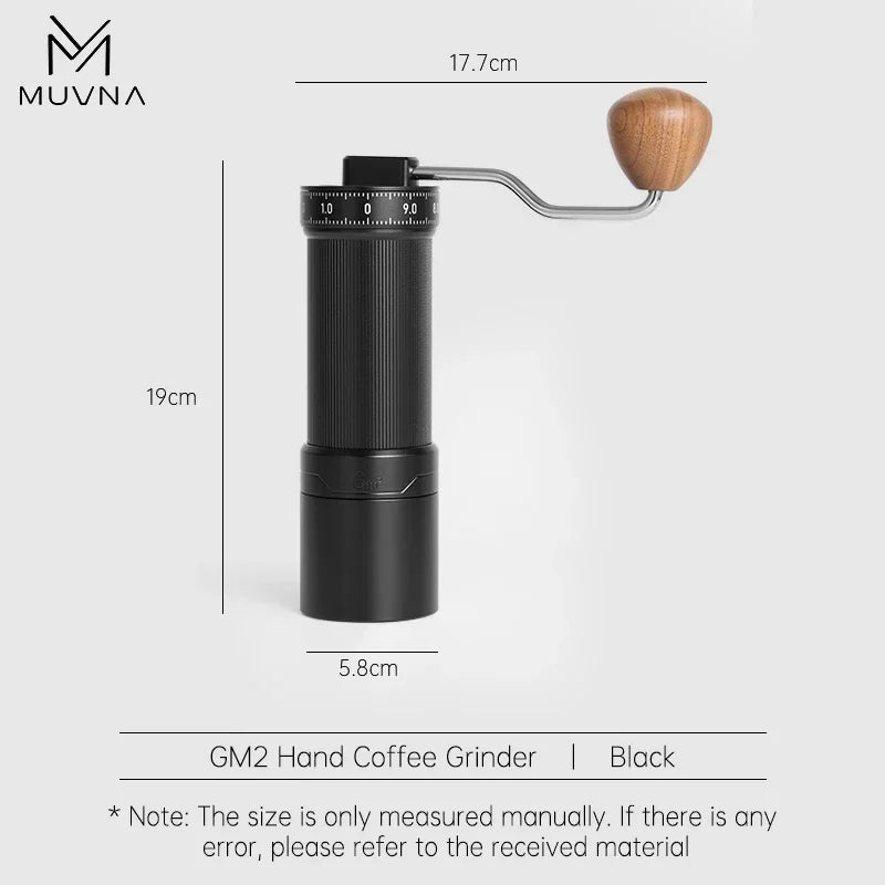 MUVNA GM2 Adjustable Manual Coffee Grinder-Hand Coffee Grinder with Stainless Steel 44mm Conical Burr Portable Coffee Grinder