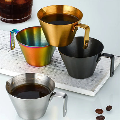 100ml Stainless Steel Espresso Measuring Cup with Scale V-Shaped Spout Coffee Measuring Jug Professional Milk Pitcher