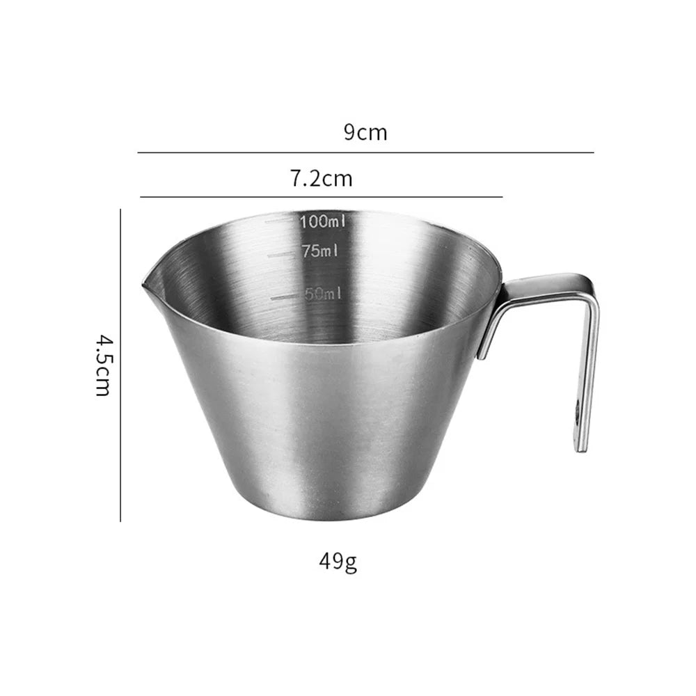 100ml Stainless Steel Espresso Measuring Cup with Scale V-Shaped Spout Coffee Measuring Jug Professional Milk Pitcher