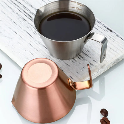 100ml Stainless Steel Espresso Measuring Cup with Scale V-Shaped Spout Coffee Measuring Jug Professional Milk Pitcher