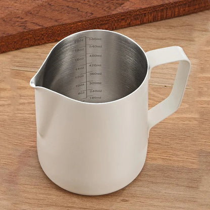 Stainless Steel Milk Frothing Jug Long Rounded Spout Latte Art Jug Milk Pitcher Frother Professional Barista Milk Steaming Jug