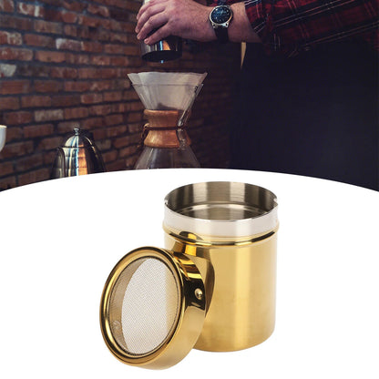 Powder Shaker Stainless Steel Rust Resistance Gold Fine Mesh Powder Sugar Shaker for Kitchen