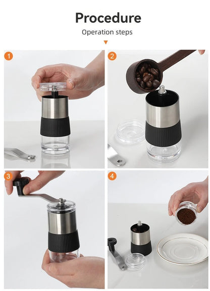 Mini Hand Shake Manual Grinding Convenient Stainless Steel Ceramic Core Coffee Bean Grinder Visual Coffee Machine