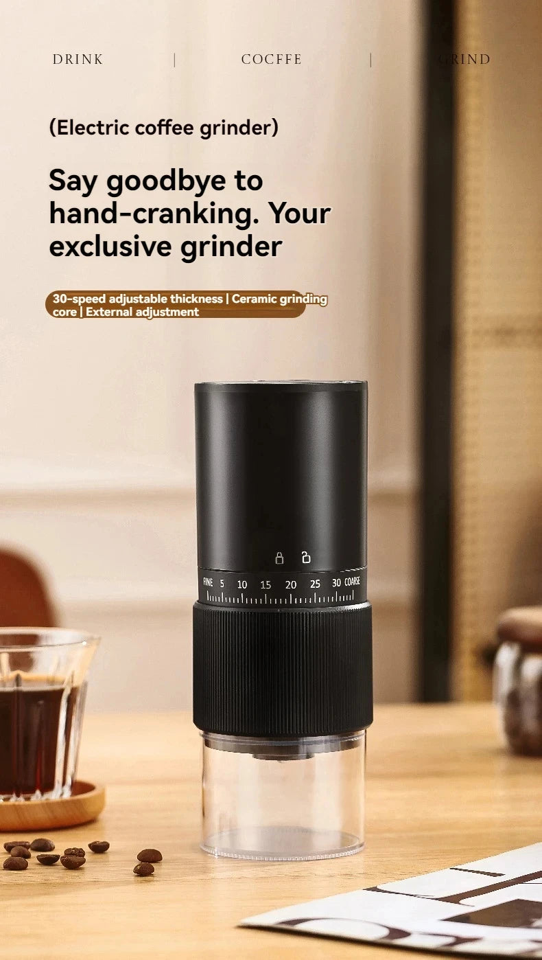 New Portable Electric Coffee Bean Grinder Household 1000mAh 30 Gears Externally Adjustable Coffee Machine Rechargeable Grinders