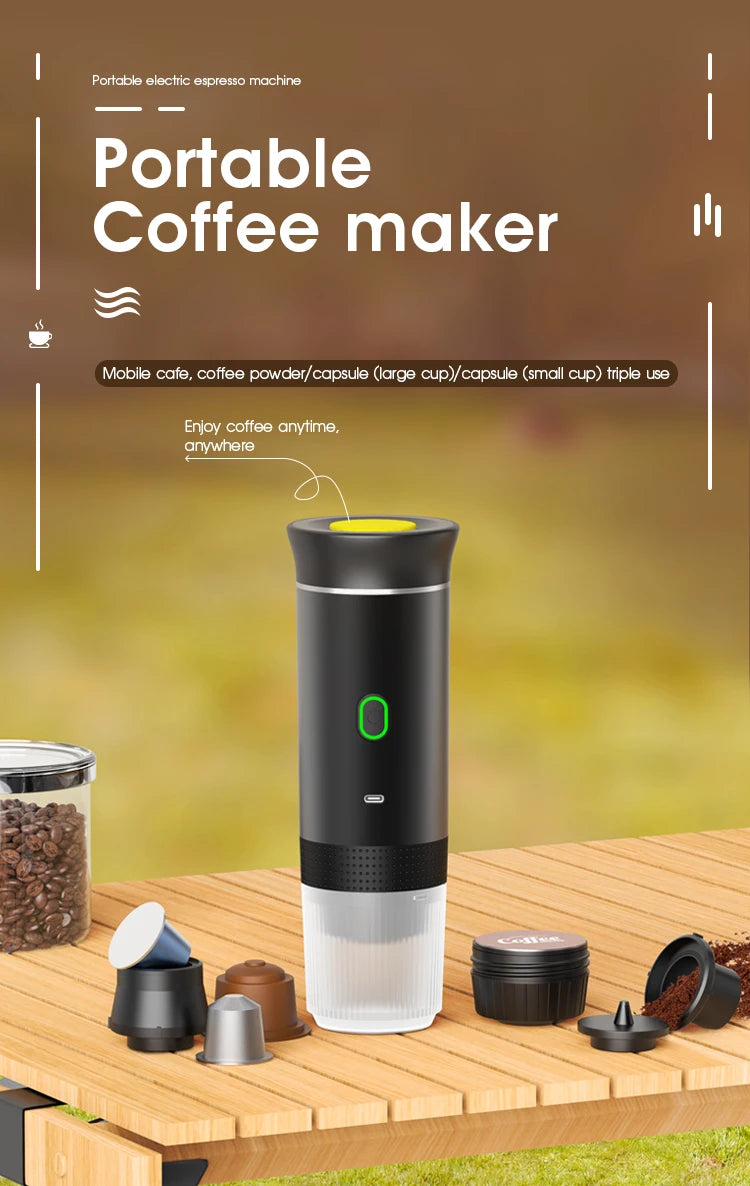 Portable Coffee Espresso Maker Machine Cafe Portable Capsule Coffee Machine 3 In1 Electric Grinder Travel Coffee Handy Espresso