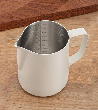 Coffee Milk Frothing Pitcher Jug 304 Stainless Steel With Scale Latte Steam Coffee Paint Process Kitchen Cafe Accessories