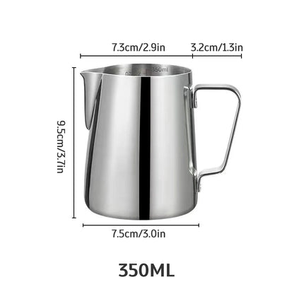 Stainless Steel Milk Frothing Jug Long Rounded Spout Latte Art Jug Milk Pitcher Frother Professional Barista Milk Steaming Jug