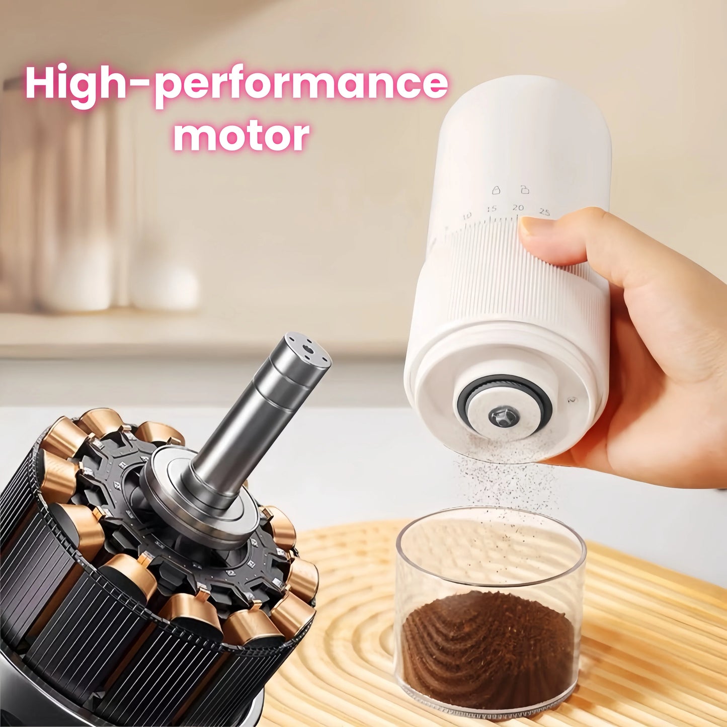 New Portable Electric Coffee Bean Grinder Household 1000mAh 30 Gears Externally Adjustable Coffee Machine Rechargeable Grinders