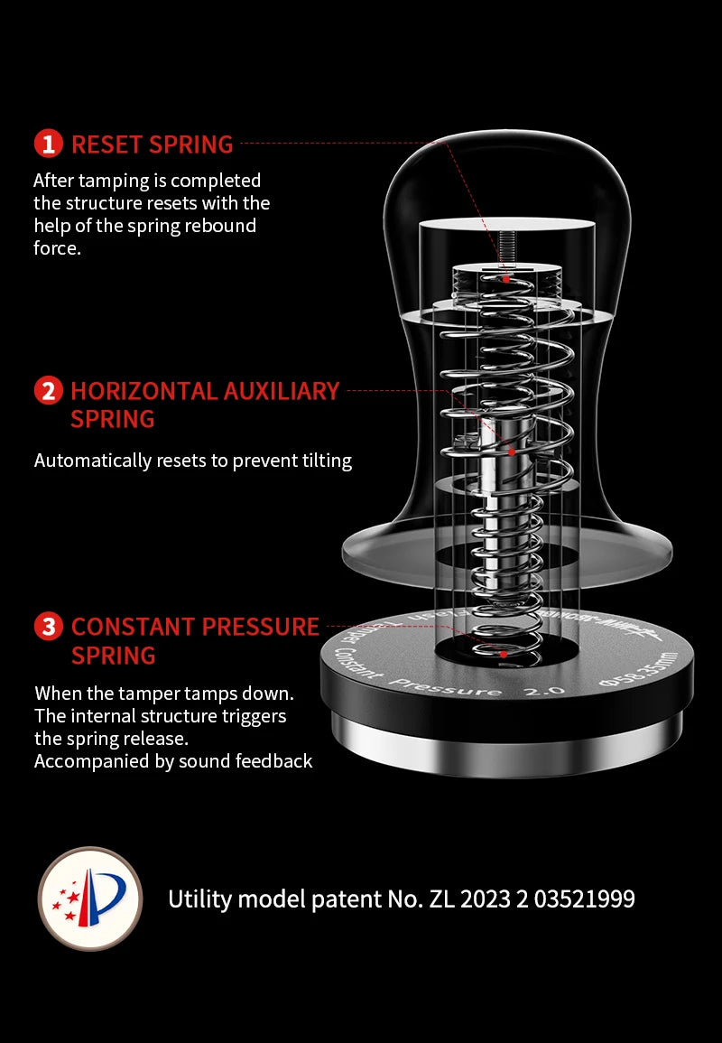 MHW-3BOMBER 30lbs Coffee Tamper Ripple Base Constant Pressure Espresso Tamper 3pcs Calibrated Spring Loaded Home Barista Tools