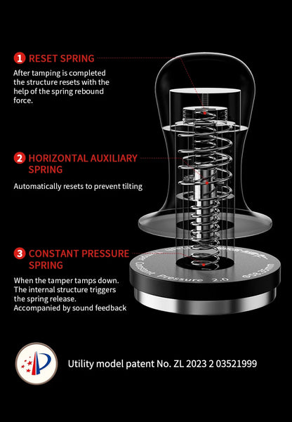 MHW-3BOMBER 30lbs Coffee Tamper Ripple Base Constant Pressure Espresso Tamper 3pcs Calibrated Spring Loaded Home Barista Tools