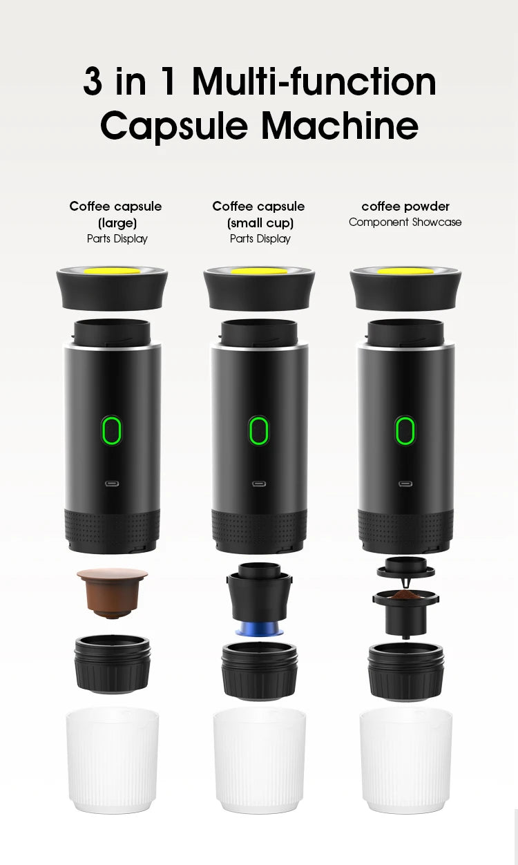 Portable Coffee Espresso Maker Machine Cafe Portable Capsule Coffee Machine 3 In1 Electric Grinder Travel Coffee Handy Espresso