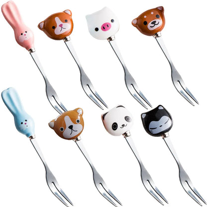 Cute Cartoon Animals Coffee Spoon Fruit Fork Cat Panda Rabbit Stirring  s Milk Scoop Children Soup Dinnerware