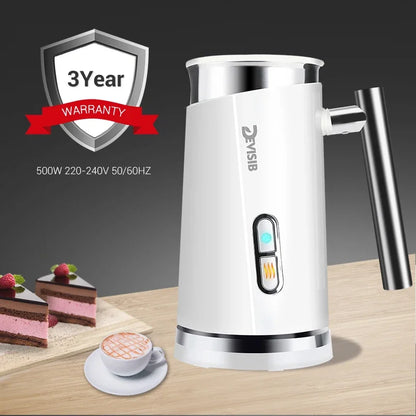 DEVISIB 3 in 1 Electric Milk Frother 300ml Automatic Hot and Cold Foam Maker for Coffee Latte Cappuccino Macchiato Hot Chocolate