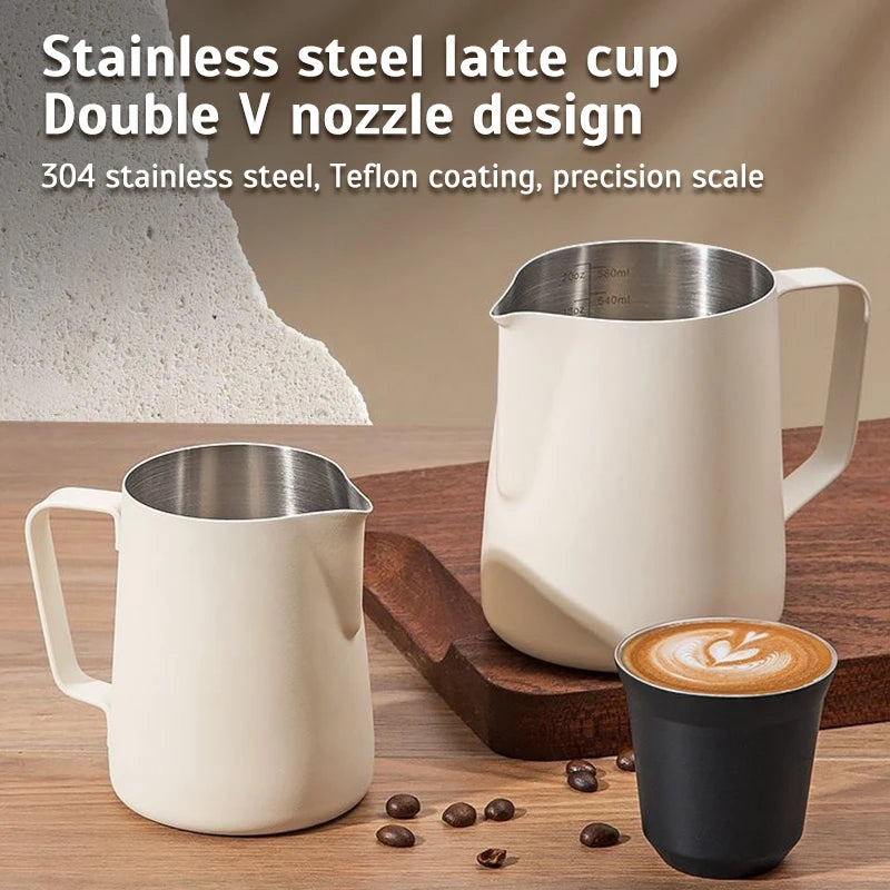 Stainless Steel Milk Frothing Jug Long Rounded Spout Latte Art Jug Milk Pitcher Frother Professional Barista Milk Steaming Jug