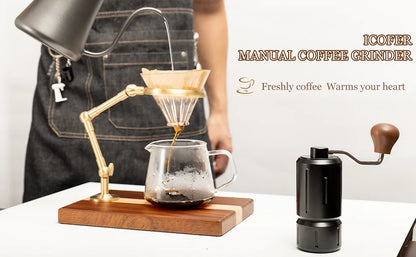 IKAPE Manual Mini Coffee Grinder, Premium Hand Espresso Grinder with Conical Hexagonal Burr, Portable Coffee Grinder, Adjustable