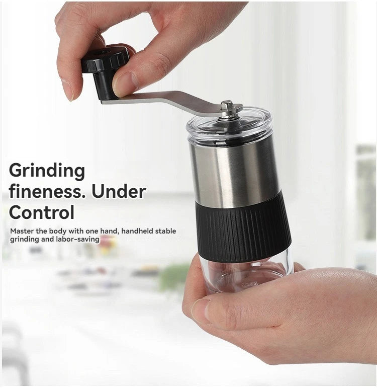 Mini Hand Shake Manual Grinding Convenient Stainless Steel Ceramic Core Coffee Bean Grinder Visual Coffee Machine