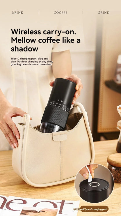 New Portable Electric Coffee Bean Grinder Household 1000mAh 30 Gears Externally Adjustable Coffee Machine Rechargeable Grinders